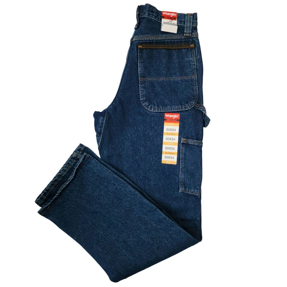 NWT Wrangler Riggs Workwear Relaxed Fit Utility Jeans Blue Cotton Men's 30 x 34